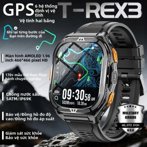 Đồng Hồ Thông Minh 2025 MỚI Chống Nước 5ATM GPS Tần Số Kép Màn Hình AMOLED 1.96 Inch Pin 530mAh La Bàn Theo Dõi Thể Dục Thể Thao 170+ Môn Thể Thao Dành Cho Đạp Xe