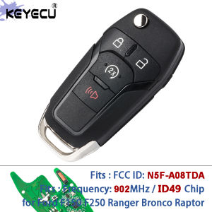 KEYECU N5F-A08TDA 164-R8134 902MHz ID49 Chip Folding Keyless Remote Key Fob for Ford F150 F250 Ranger Bronco Raptor 2015-2022