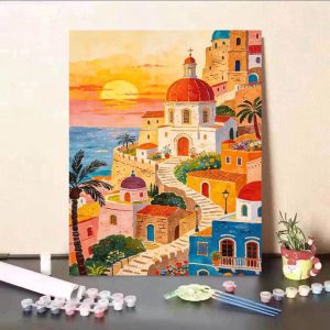 Kayou | Acrylic Paint By Numbers City Sunset Painting By Numbers on Canvas Coloring By Number for Adults Paint Digital Art