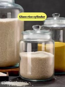 Rice Dispenser 10KG Rice Storage Container Sealed big glass jar with lid Moisture-Proof and Insect-Proof for Kitchen