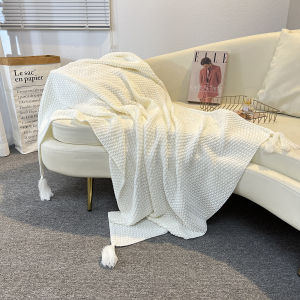 Nordic Knitted Blanket Quilted Shawl Lap Blanket Office Nap Cover Blanket Bed Tail Towel Wrap Polyester Fiber High Breathability