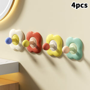 4Pcs Dopamine Hook Punch-free Wall-mounted Adhesive Hook Kitchen And Bathroom Traceless Hook Super Load-bearing Door Hanger