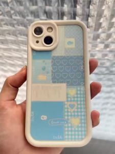 For Oppo A36/Oppo A76/Oppo A96-4G Phone caseKawaii Cute Blue Patchwork Heart Bow Aesthetic Phone Case