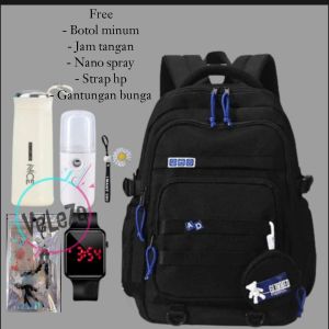 Tas sekolah anak perempuan remaja terbaru veleza free botol minum kaca jam tangan nano spray strap hp gantungan tas bunga tas sekolah anak remaja SD SMP tas ransel