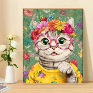 Kayou | Acrylic Paint By Numbers Pretty Kitten Painting By Numbers on Canvas Coloring By Number for Adults Paint Digital Art