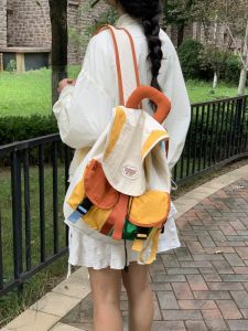 Túi Đeo Vai Đôi Màu Tương Phản Thiết Kế Nhỏ Gọn Du Lịch Leo Núi Đi Làm Hàng Ngày Túi Du Lịch Cho Cha Mẹ Và Trẻ Em Túi Đeo Vai Đôi Phong Cách Hàn Quốc