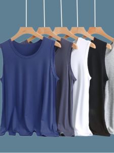 เสื้อกั๊กแขนกุดทรงหลวมสไตล์โมดอลสำหรับผู้ชายในฤดูร้อน คอกลม แขนกุด เสื้อผ้าทำงาน สวมใส่สบาย ลำลอง ปกติ