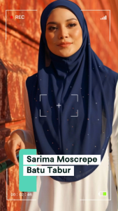 Tudung Sarima Batu Tabur Moscrepe – Awning Soft Scuba Size S-XL & XL(Dagu) Selesa Dipakai