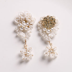 Luxurious Handmade Beaded Pearl Petal Flower DIY Hair Clip Ear Decor Materials Fashionable Jewelry Accessories