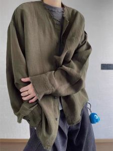 JIARONG | Summer Breathable Loose Fit Chinese Style Mens Shirt Linen Cotton