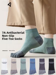 Miiow | Mens Summer Thin Cotton Five-Finger Socks Anti-Odor Antibacterial Sweat Absorbent Mesh No-Cuff Toe Separation Short Socks
