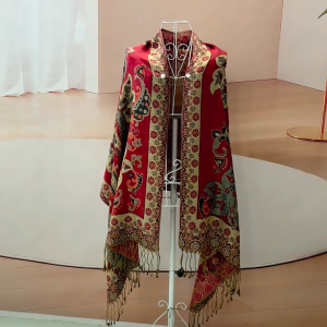 Muslim Womans Vintage Tassels Printed Cashew Bridal Headscarf Long Shawl Pashmina Jacquard Embroidery Khimar Tudue Hijab Cashew