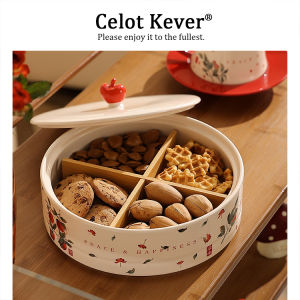 Elegant Ceramic Fruit Dish With Partitioned Lid