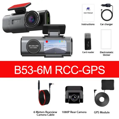 Dash Cam 4K Built-in WiFi Car DVR Night Vision G-Sensor Supports GPS 24H Parking Monitoring Black Box for Car