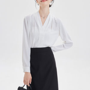 Elegant Office Wear Womens V-Neck Shirt
