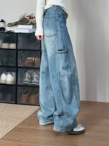 Quần Jeans Ống Rộng Cạp Cao Phong Cách Mỹ Cổ Điển Cho Nữ Quần Dài Thường Ngày Mùa Xuân Thu Mùa Đông Quần Dài Dài Đến Mắt Cá Chân