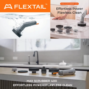 FLEXTAIL Max Scrubber 400 Cordless Electric Spin Scrubber Power Cleaning Brush for Bathroom Car Camping & Home