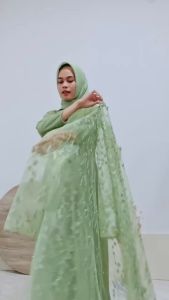 Dress Julia 2in1 Maxi Outer Tule Mutiara Rompi Kondangan Gamis Pesta