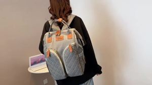 Exclusive for cross-border 2024 New Large Capacity Backpack Portable Baby Diaper Bag Travel Mummy Bag Diaper Bag