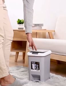 🔥HL🔥Pedal Trash Can Plastic Pressing Type Trash Can Bucket Large Size Square Waste Bin Kitchen Bathroom Garbage Bin Home