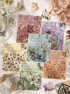 6 Style Dream of Flower Sea Series Sticker Floral Themed Junk Journal Planner Diary Scrapbooking Collage Decorative PET Stickers