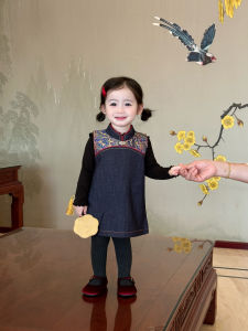New Chinese Style Autumn Childrens Cheongsam Dress