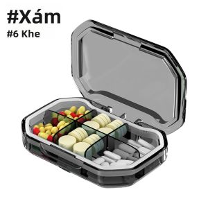 Hộp Đựng Thuốc Du Lịch Chống Nước 6 Ngăn Hộp Đựng Thuốc/vitamin Di Động Túi Nhỏ Đựng Thuốc Làm Từ Nhựa PP Cấp Thực Phẩm