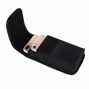Double-Layer Cell Phone Waist Purse for Men Belt Waist Bag Put Two Mobile Phone Bags Flip Leather Case Abrasion Resistant Nylon Cloth Cover