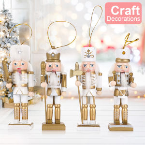 12CM Christmas Nutcracker Set Platinum Soldier Pendant Wooden handicraft Christmas Tree Pendant Desktop New Year Home Decoration