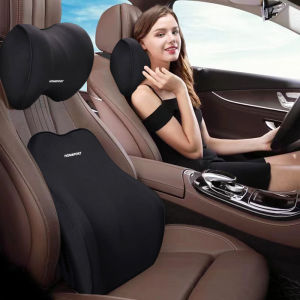 High end Car headrest lumbar support set original imported memory foam car lumbar pillow neck pillow Driver Waist Pad Comfortable Pillow For Car Use