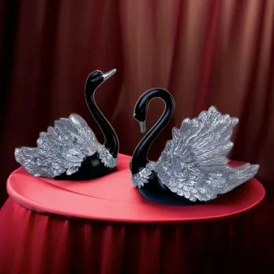 2PCS/set Couple Swan Sculpture Luxury Living Room Decor for Home Bar Cabinet TV Stand Tabletop Decoration Multi-Scene Ornament