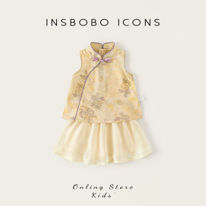 insbobo | Bộ Váy Hai Mảnh Phong Cách Trung Hoa Truyền Thống Cho Bé Gái Mùa Hè