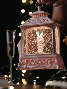 Hộp Nhạc Cầu Tuyết Đèn Gió Vintage Gấu trắng
