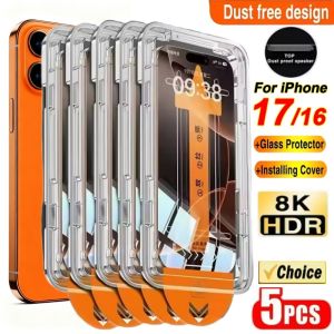 1-5Pcs Dust HD Clear Tempered Glass Screen Protector for iPhone For iPhone 17 Pro Max 16 Pro Max 17 Air 16 Plus Easy to install