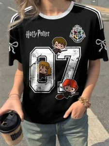 Hot Toys | HARRY POTTER Design Pattern Printed Summer Sports Shirt Children/Adults Casual Sports Short Sleeve Round Neck Loose Top