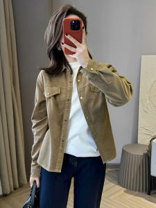 Áo Sơ Mi Vải Nhung Dài Tay Thường Ngày Mùa Thu Cho Nữ Áo Khoác Ngoài Thiết Kế Nhỏ Gọn Áo Sơ Mi Cổ Polo Màu Trơn