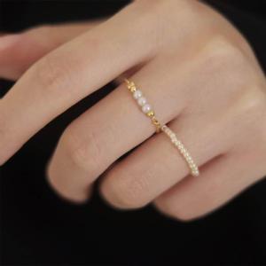 Sisters with Thin Hands Buy without Hesitation ~ Super Fairy French Style Temperament Stringed Pearls Ring Female Minimalist Ins Small Size Knuckle Ring