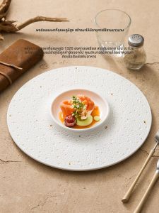 ชามเซรามิกทรงกลมสีขาวสไตล์ยุโรปสำหรับตกแต่งอาหารหวานที่มีบรรยากาศและหมวกไผ่ระดับไฮเอนด์สำหรับร้านอาหารโรงแรม YOGEHOME