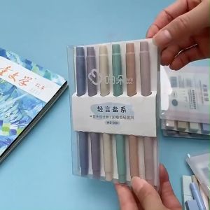 BF-A116 Highlighter Set Isi 6pcs Double Tip Warna Pastel Motif Polos Penanda Teks Buku Siswa Spidol