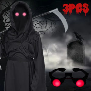 3PCS Halloween Horror Red Eye Glasses Props Funny Scary Horror Eyewear Event Party Tricky Eyes Cosplay Prop Glow in The Dark