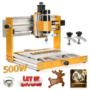 LUNYEE 3018 Pro Ultra CNC Router Machine Laser Engraver 500W GRBL Offline Control 3-axis All Aluminum Frame for Wood Metal Acrylic Carving Cutting Milling DIY 30*18CM