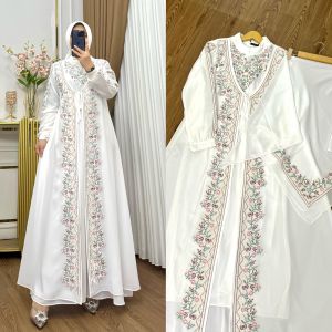 ZIFA FASHION || COD || ANABIA DRESS CRUTY BORDIR || GAMIS SET HIJAB SEGI4 SIAP KIRIM || LD 110CM PB 140CM || FASHION WANITA MODIS || *LK