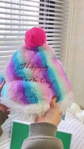 Reversible Birthday Cake Cap Plushies Soft Toys Wearable Party Gift