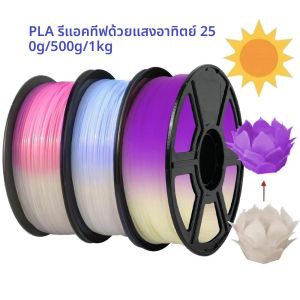 เส้นพลาสติก PLA เปลี่ยนสีเมื่อโดนแสงแดด 1 กก./500 กรัม/250 กรัม ขนาด 1.75 มม. วัสดุสำหรับเครื่องพิมพ์ 3 มิติ เส้นพลาสติก PLA ปฏิกิริยาต่อรังสียูวี เปลี่ยนสีจากขาวเป็นชมพู ฟ้า ม่วง