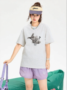 Gbiaior | Cartoon Puppy Print Womens Short Sleeve T-Shirt