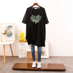 Long Sleeve Cotton Polyurethane Elastic Fiber T-Shirt for Women Loose Fit Casual Style Summer Clothing Plus Size