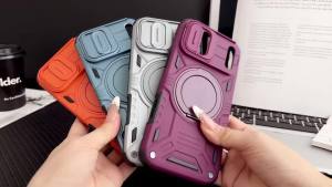 szhaiyu | Armor Magnetic Stand Phone Case For iPhone 18 17 Pro Max 16 15 Pro 14 Plus 13 18Pro Slide Camera Protection Anti-Drop Back Cover