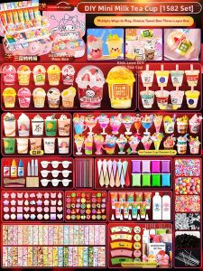 Milk Tea Cup Stickers and GooCard Set DIY Handmade Material for Bullet Journals Storage Box