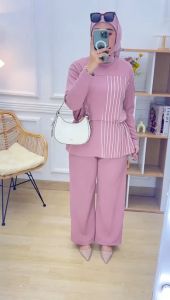 Ibu Set Celana Panjang Wanita Muslim Kaos Knit Rajut Import & Oneset Terbaru & Terlaris Bayar Ditempat