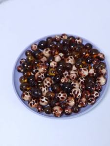 10-20 Chiếc Da Báo Acrylic Hạt 12/16 Mm Vintage Tròn Rời Hạt Cho DIY Trang Sức Làm Vòng Tay Móc Khóa Phụ Kiện